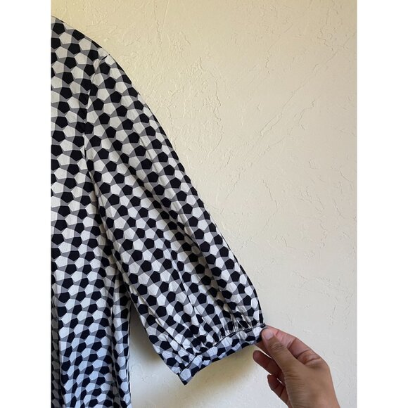 Bryn Walker Lucinda Poplin Checkered Black White Gray Geometric Abstract 100% Or - Picture 6 of 8